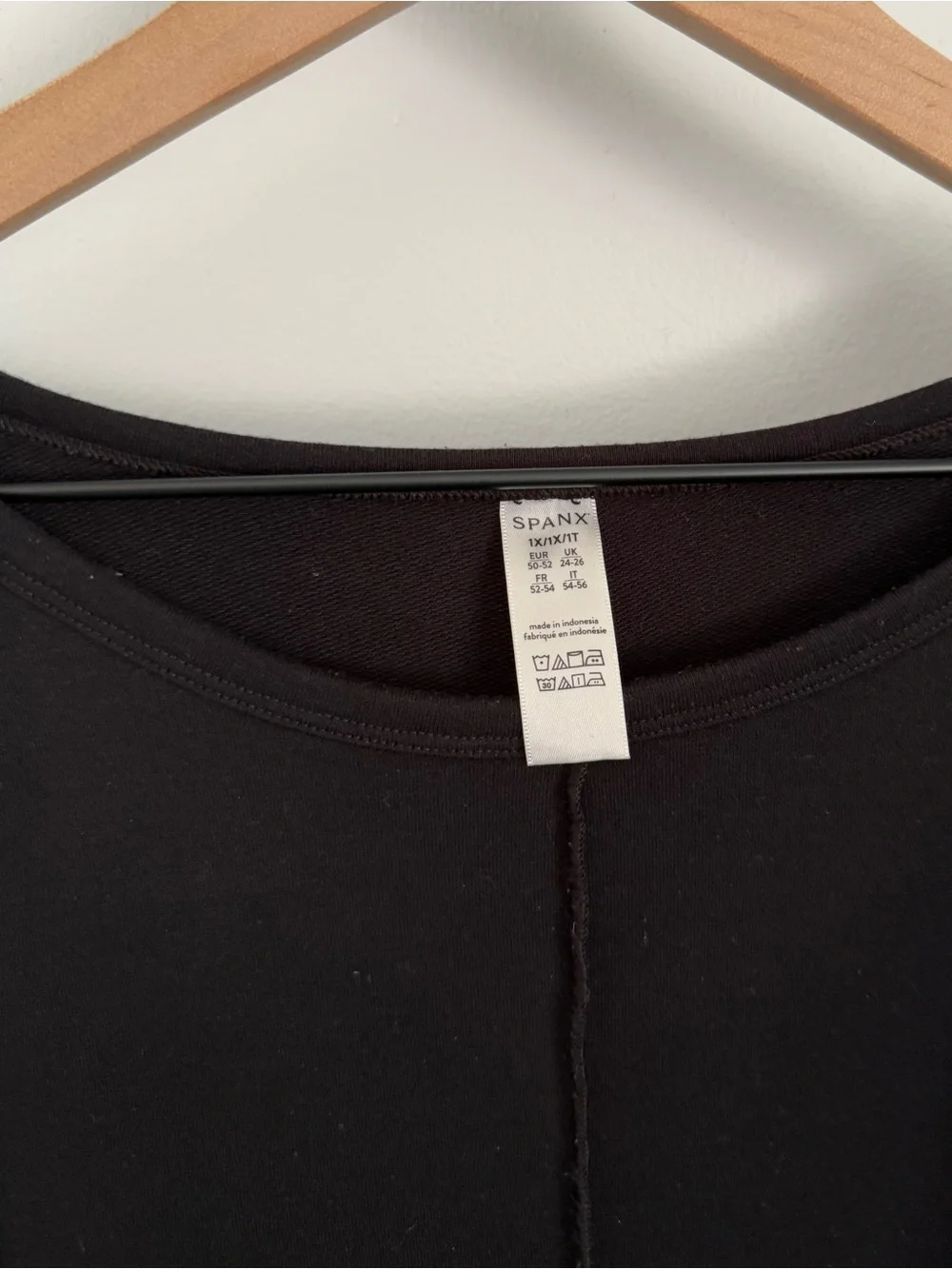 Spanx 1X Perfect Length Dolman Black Sweatshirt Relaxed Lounge Minimal